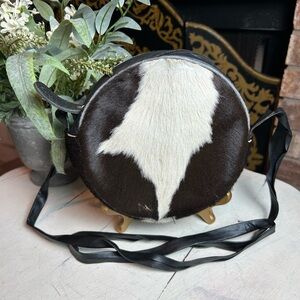 ZEPPA Bag Purse Tote Cowgirl Cow Hide Leather Western Crossbody Vintage Round